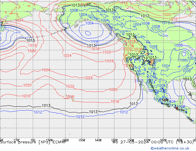 pressão do solo ECMWF Seg 27.05.2024 00 UTC