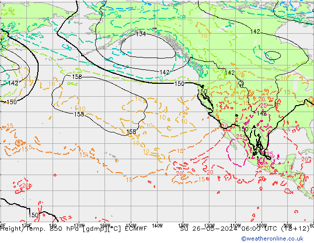 Z500/Yağmur (+YB)/Z850 ECMWF Paz 26.05.2024 06 UTC