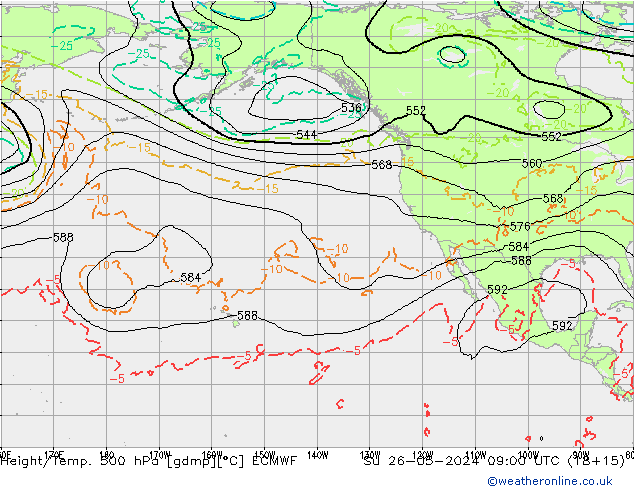 Height/Temp. 500 hPa ECMWF nie. 26.05.2024 09 UTC