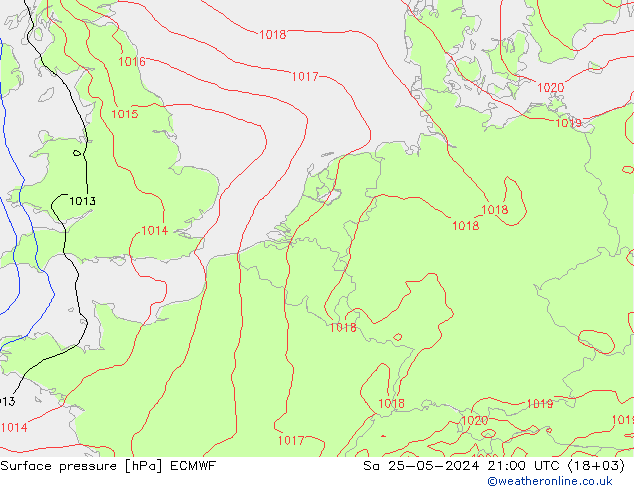 Surface pressure ECMWF Sa 25.05.2024 21 UTC