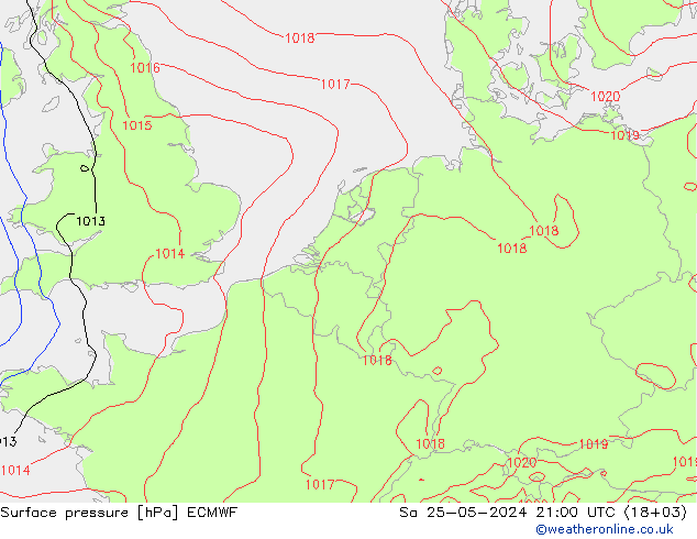 ciśnienie ECMWF so. 25.05.2024 21 UTC