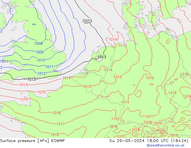 Bodendruck ECMWF So 26.05.2024 18 UTC