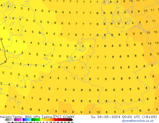 Z500/Rain (+SLP)/Z850 ECMWF Вс 26.05.2024 00 UTC