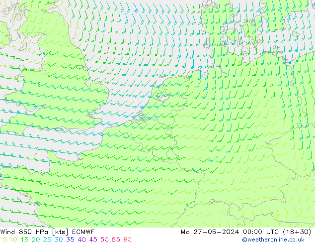 Wind 850 hPa ECMWF Mo 27.05.2024 00 UTC