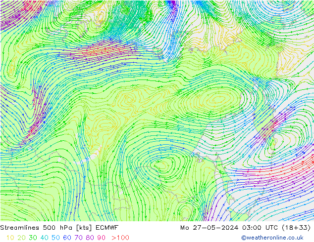 Streamlines 500 hPa ECMWF Po 27.05.2024 03 UTC