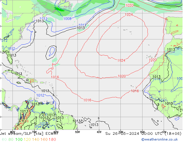 Jet stream ECMWF Dom 26.05.2024 00 UTC