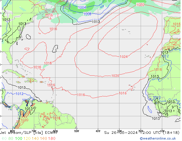 Straalstroom/SLP ECMWF zo 26.05.2024 12 UTC