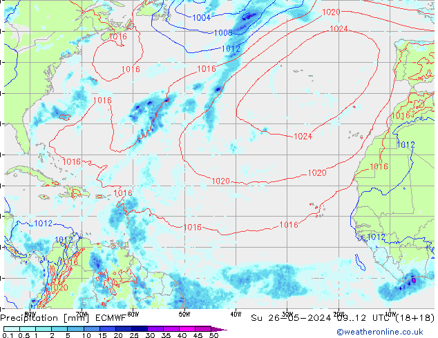 Precipitazione ECMWF dom 26.05.2024 12 UTC