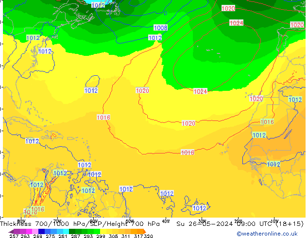 Thck 700-1000 hPa ECMWF nie. 26.05.2024 09 UTC