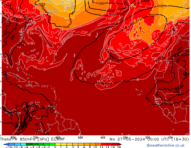 Theta-W 850hPa ECMWF lun 27.05.2024 00 UTC