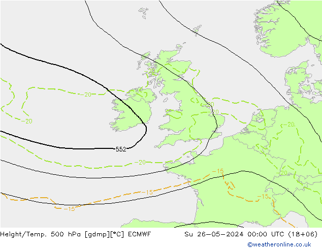 Z500/Rain (+SLP)/Z850 ECMWF Dom 26.05.2024 00 UTC