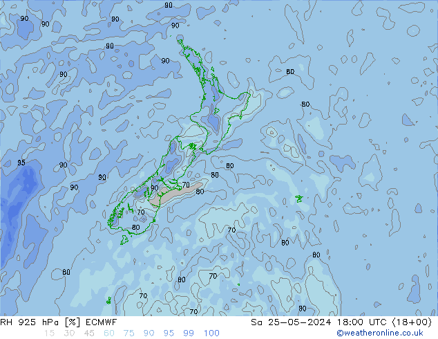 RH 925 hPa ECMWF Sáb 25.05.2024 18 UTC