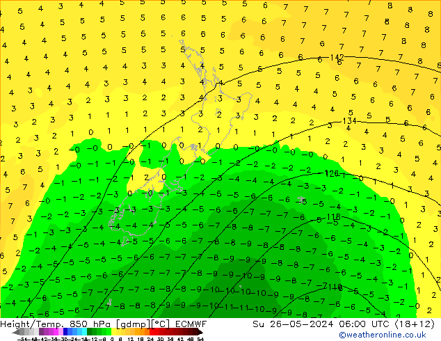 Z500/Rain (+SLP)/Z850 ECMWF Dom 26.05.2024 06 UTC