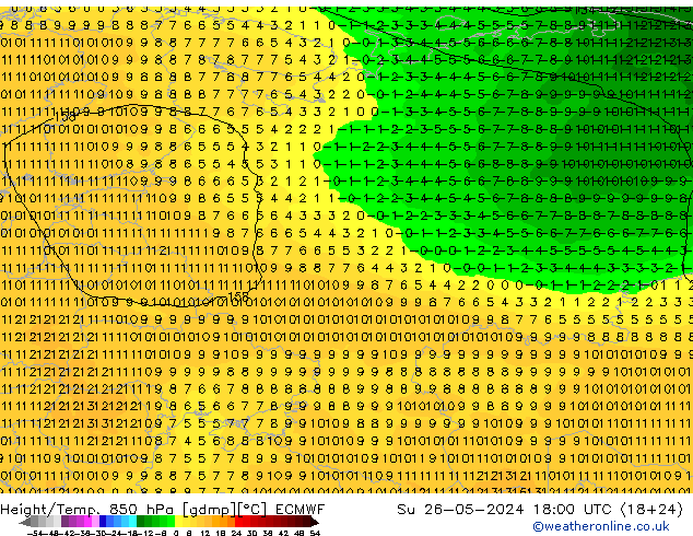 Z500/Rain (+SLP)/Z850 ECMWF dom 26.05.2024 18 UTC