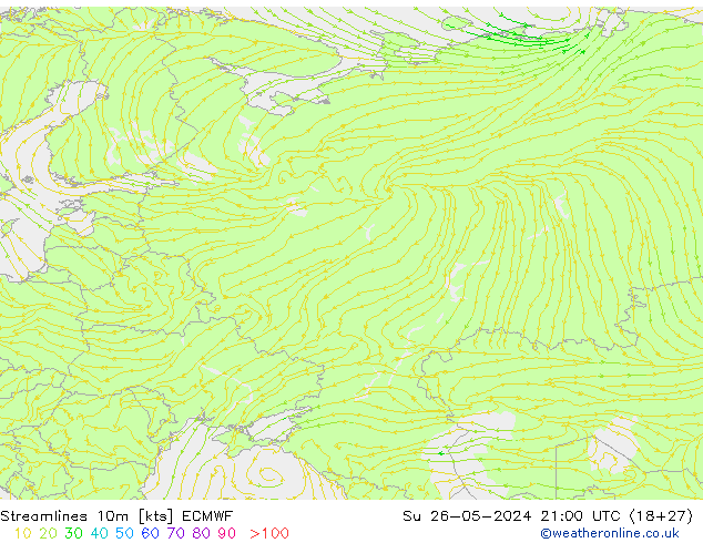 Rüzgar 10m ECMWF Paz 26.05.2024 21 UTC