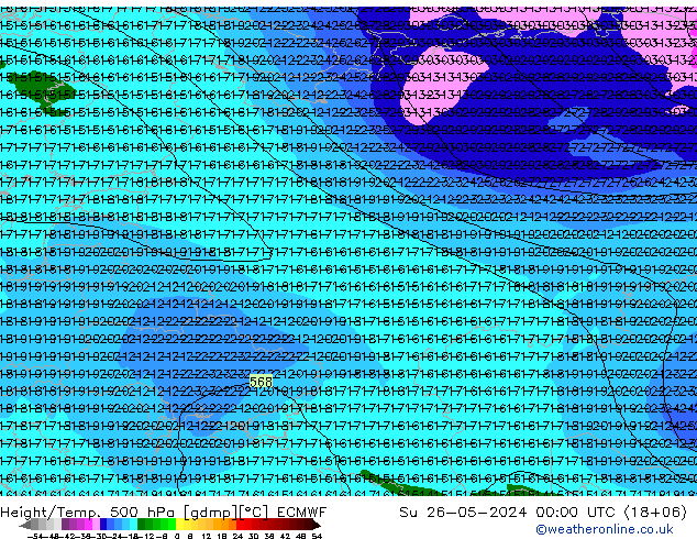 Z500/Rain (+SLP)/Z850 ECMWF dom 26.05.2024 00 UTC