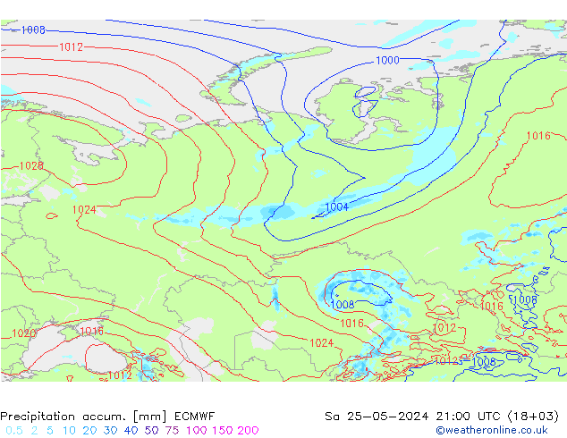 Precipitation accum. ECMWF So 25.05.2024 21 UTC