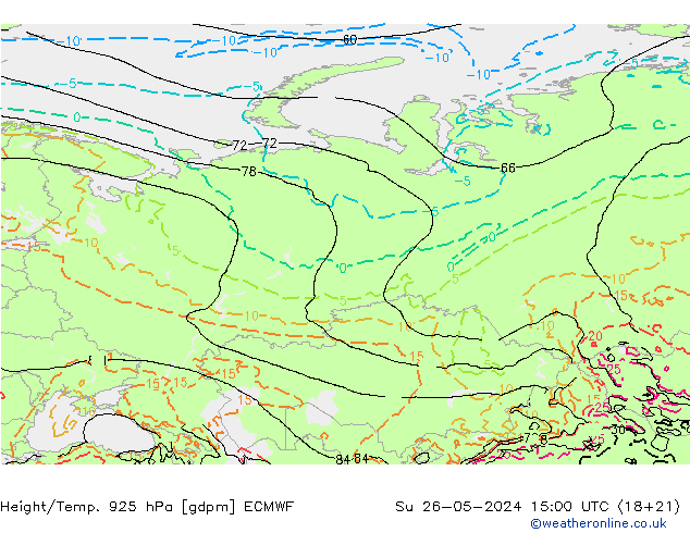 Height/Temp. 925 hPa ECMWF Su 26.05.2024 15 UTC