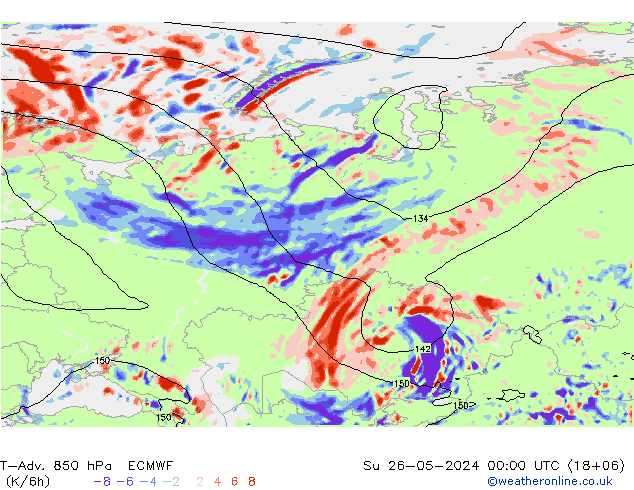 T-Adv. 850 hPa ECMWF Ne 26.05.2024 00 UTC