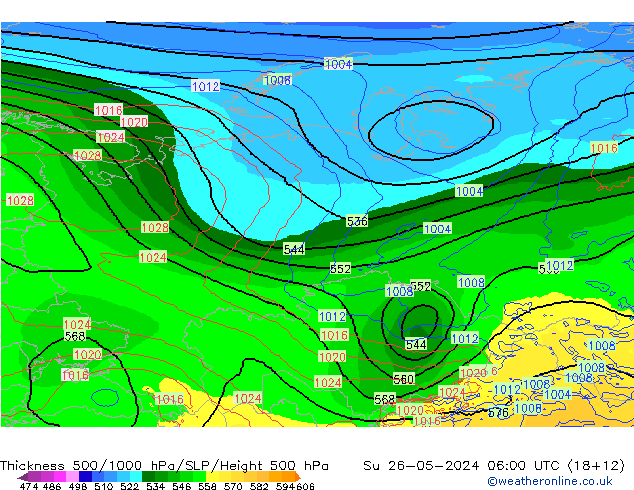 Thck 500-1000hPa ECMWF  26.05.2024 06 UTC