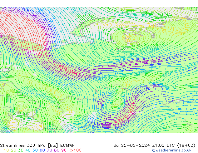 Rüzgar 300 hPa ECMWF Cts 25.05.2024 21 UTC