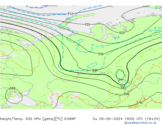 Z500/Regen(+SLP)/Z850 ECMWF zo 26.05.2024 18 UTC