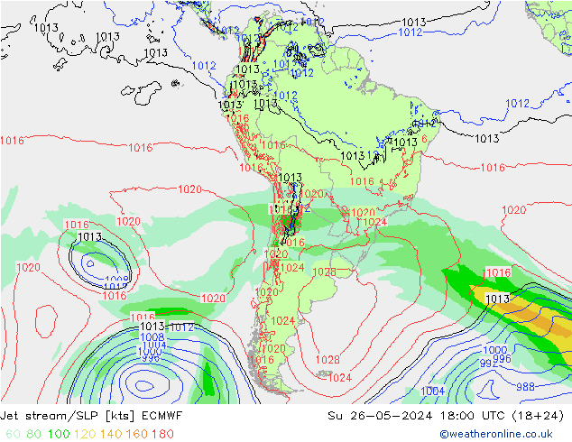 Corriente en chorro ECMWF dom 26.05.2024 18 UTC