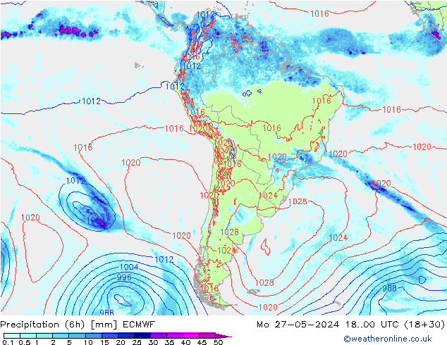 Z500/Rain (+SLP)/Z850 ECMWF пн 27.05.2024 00 UTC