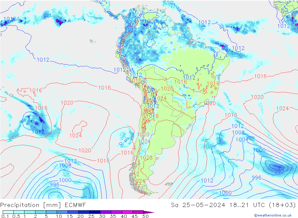 Precipitation ECMWF Sa 25.05.2024 21 UTC