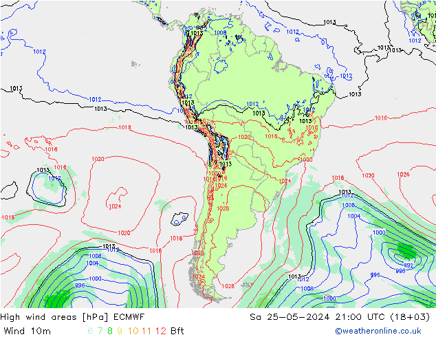 High wind areas ECMWF So 25.05.2024 21 UTC