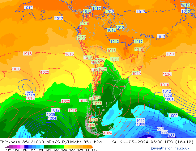 Thck 850-1000 hPa ECMWF Ne 26.05.2024 06 UTC