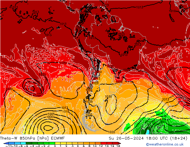 Theta-W 850hPa ECMWF Dom 26.05.2024 18 UTC