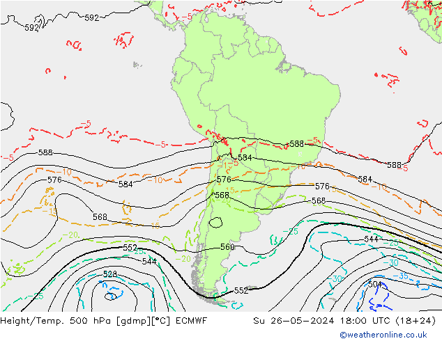 Z500/Rain (+SLP)/Z850 ECMWF Su 26.05.2024 18 UTC