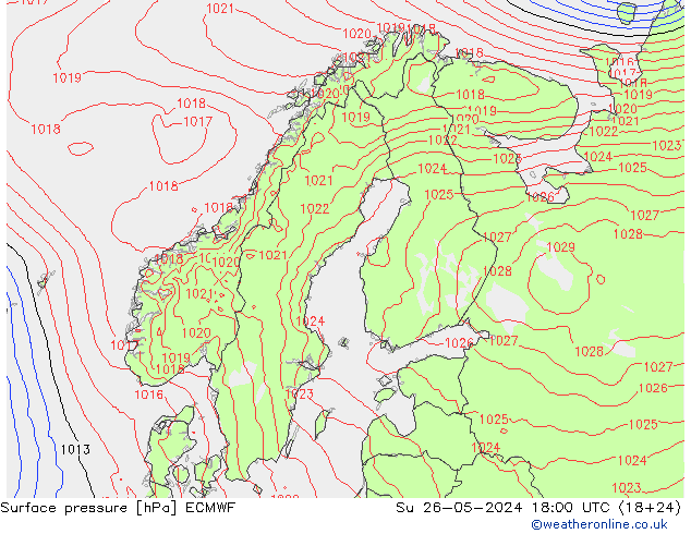 Bodendruck ECMWF So 26.05.2024 18 UTC