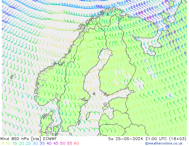 Wind 850 hPa ECMWF Sa 25.05.2024 21 UTC