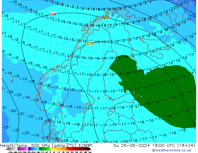 Z500/Rain (+SLP)/Z850 ECMWF  26.05.2024 18 UTC