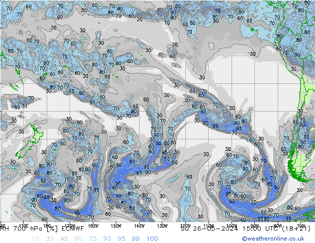 RH 700 hPa ECMWF dom 26.05.2024 15 UTC