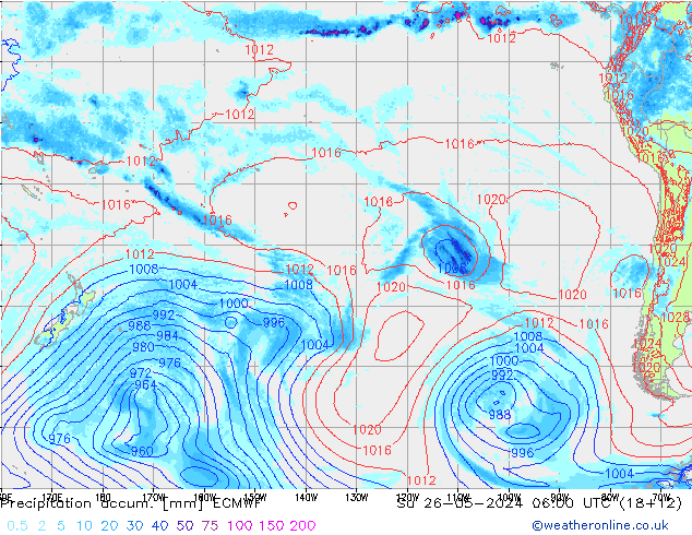 Precipitation accum. ECMWF nie. 26.05.2024 06 UTC