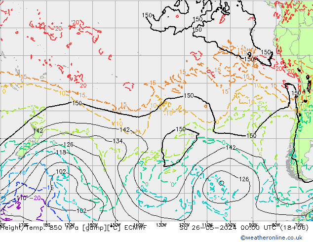 Z500/Rain (+SLP)/Z850 ECMWF  26.05.2024 00 UTC