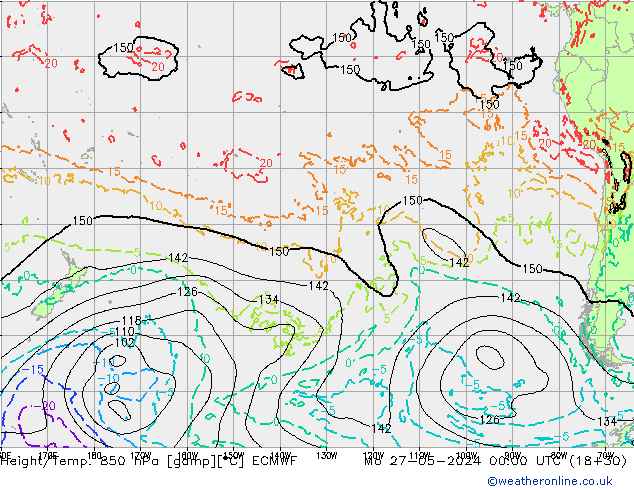 Z500/Rain (+SLP)/Z850 ECMWF lun 27.05.2024 00 UTC