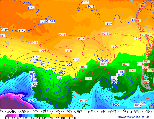 850-1000 hPa Kalınlığı ECMWF Paz 26.05.2024 09 UTC