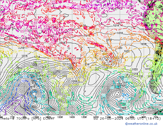 Theta-e 700hPa ECMWF dom 26.05.2024 06 UTC