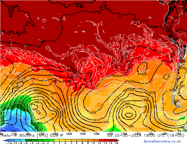 Theta-W 850hPa ECMWF sáb 25.05.2024 18 UTC