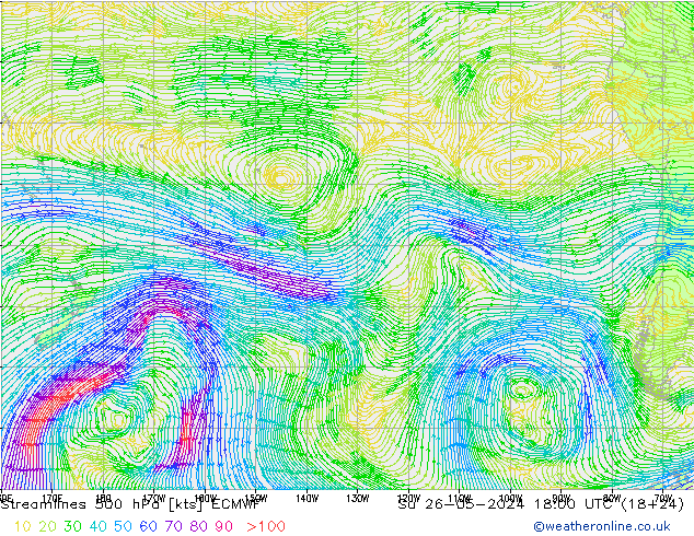 Streamlines 500 hPa ECMWF Ne 26.05.2024 18 UTC