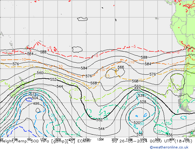 Z500/Rain (+SLP)/Z850 ECMWF  26.05.2024 00 UTC