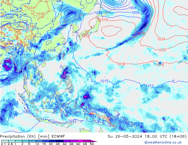 Z500/Rain (+SLP)/Z850 ECMWF nie. 26.05.2024 00 UTC