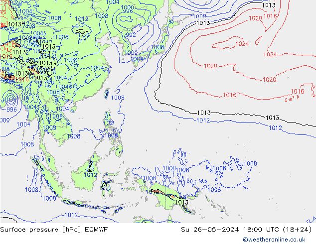 pressão do solo ECMWF Dom 26.05.2024 18 UTC