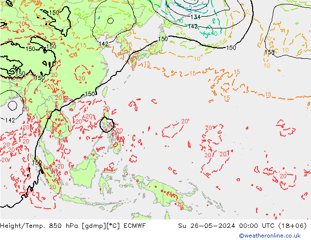 Z500/Rain (+SLP)/Z850 ECMWF dom 26.05.2024 00 UTC