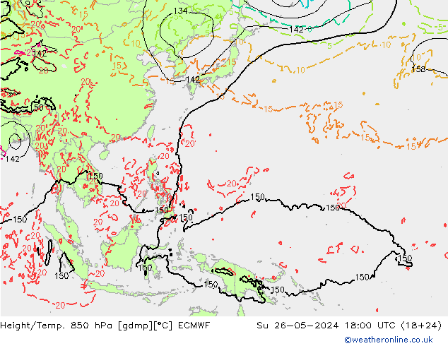 Z500/Rain (+SLP)/Z850 ECMWF Dom 26.05.2024 18 UTC