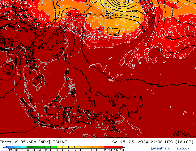 Theta-W 850hPa ECMWF za 25.05.2024 21 UTC